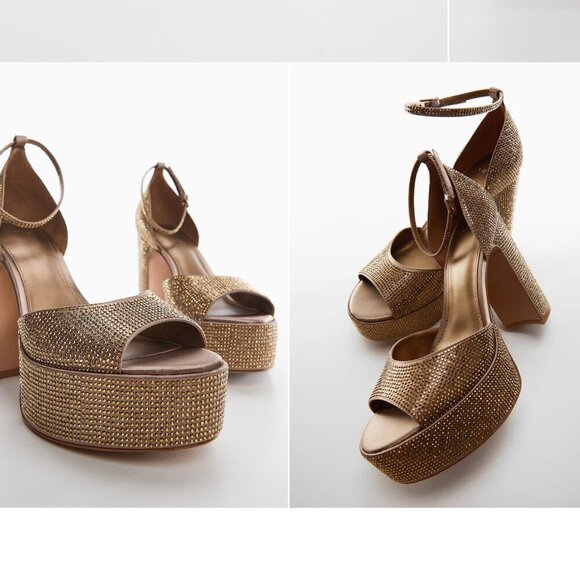 MANGO Heeled sandal with strass strap Sizes 7.5/8.5NEW WITH TAG! - Picture 6 of 6